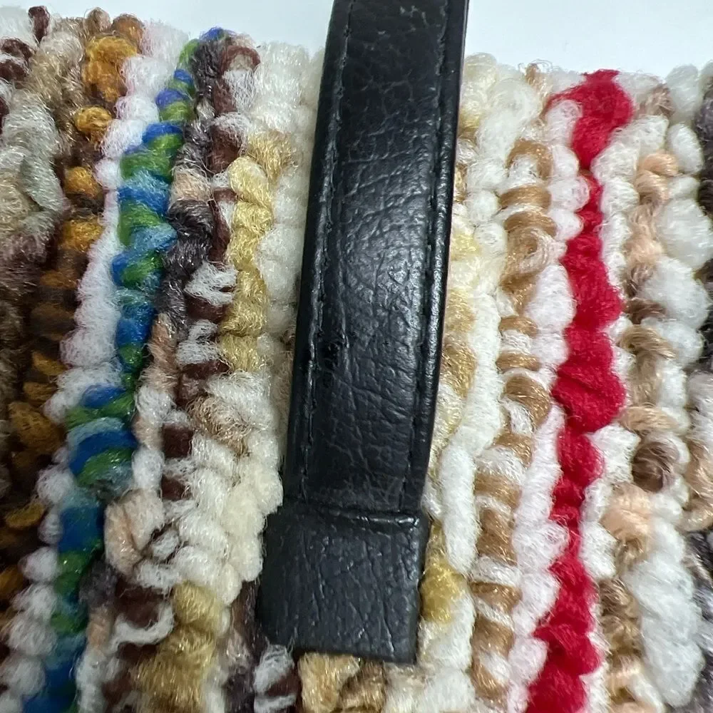 Vintage Sherpa Knit Multicolor Two Black Two Straps Hand Bag Laptop Bag